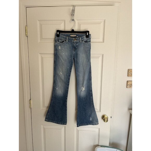 Abercrombie Girls Sz 12 Slim Low Rise Light Jeans Flare Gems - Picture 1 of 4